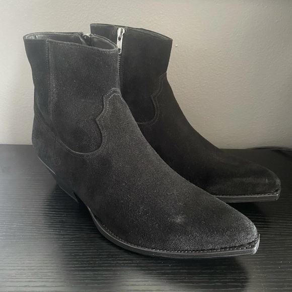 Oro Los Angeles Black Suede Western Chelsea Boots